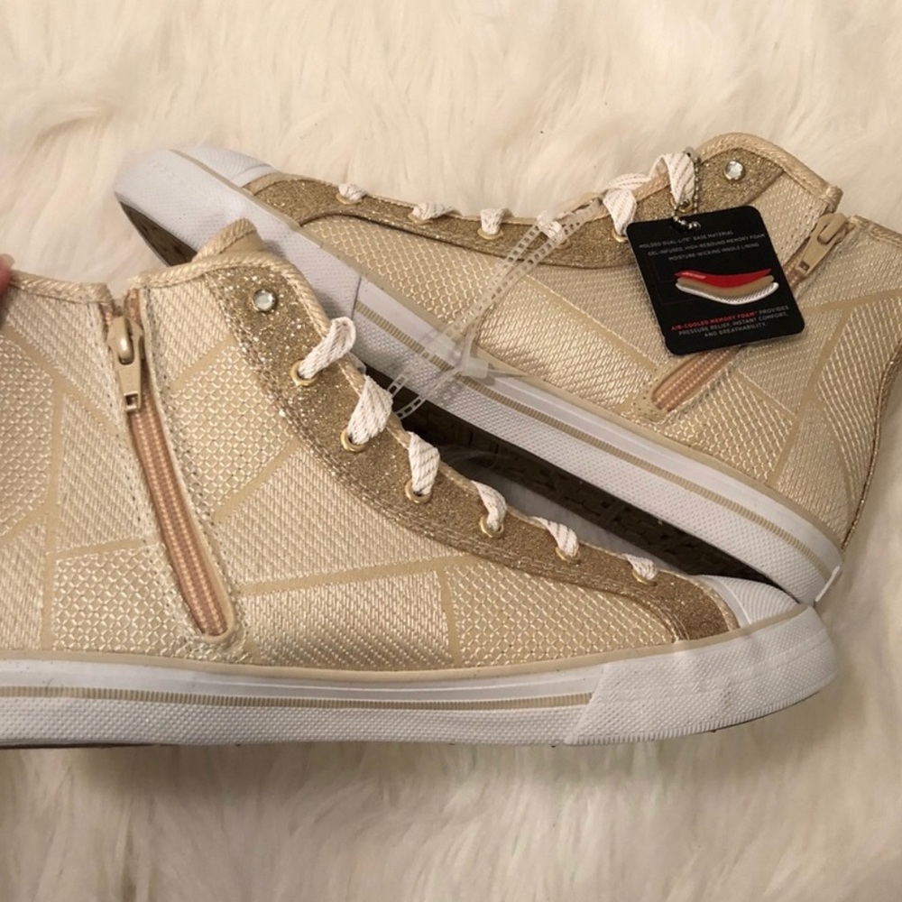 NWT Sketchers hightop gold sneakers + rhinestones - Picture 3 of 8